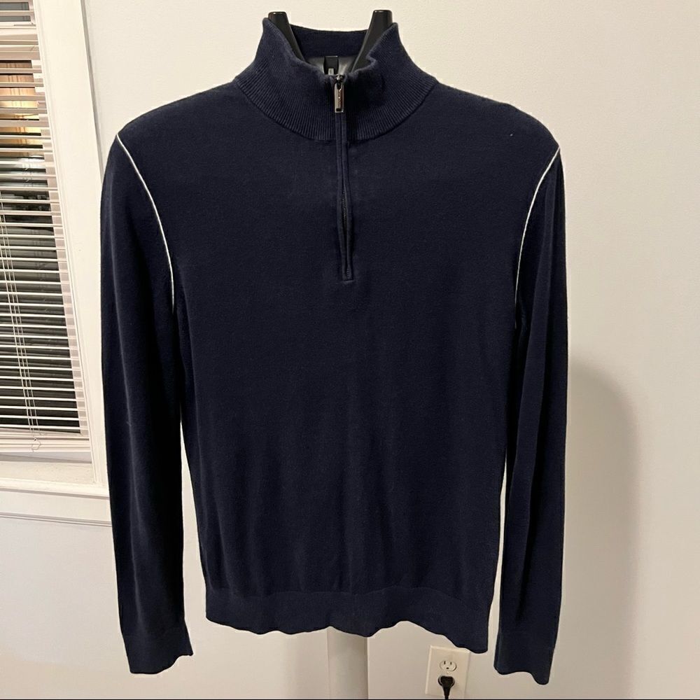 Michael Kors Mens Pullover 1/4 Quarter Zip Sweater Small Navy Blue